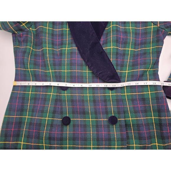 Vtg 80s/90s John Roberts Women's 12 Double Breasted Tartan Trench Midi Dress NOS - Picture 8 of 10
